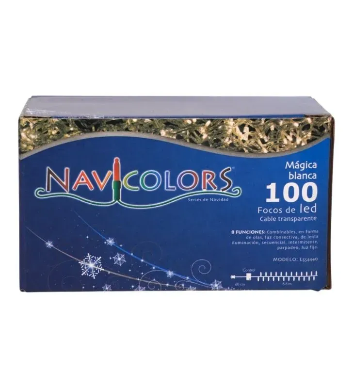 Serie LED 100 Focos Blanca Navicolors L554440 – 100 LEDs, Cable Transparente