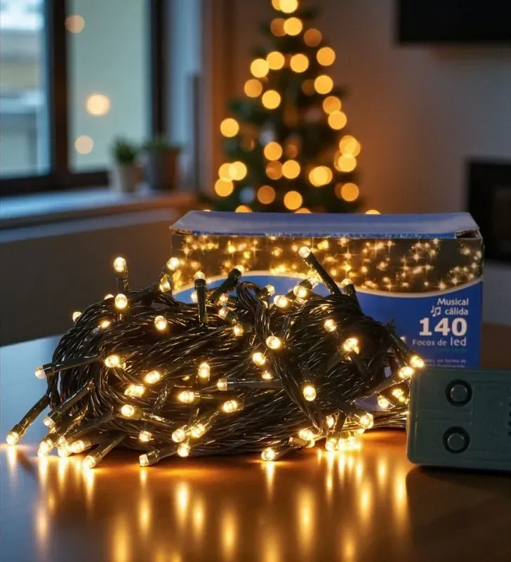 Serie musical Navicolors L573086 – 140 LED Musical Luz Cálida Cable Verde