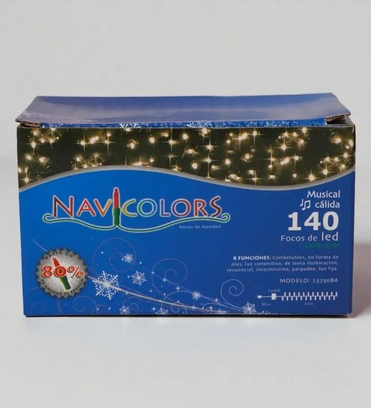 Serie musical Navicolors L573086 – 140 LED Musical Luz Cálida Cable Verde