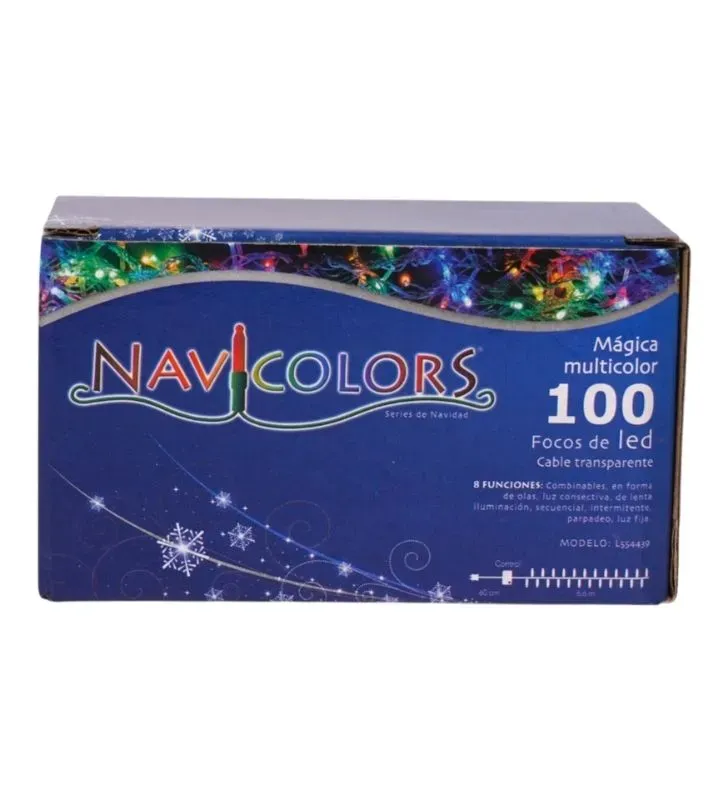 Serie LED 100 Focos Multicolor Cable Transparente Navicolors L554439