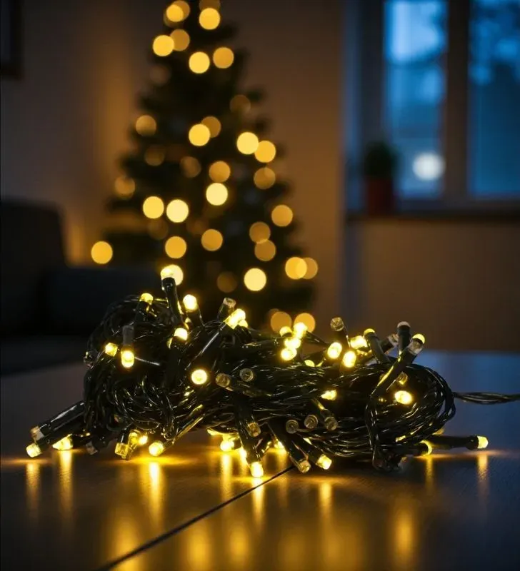 Serie LED 100 Focos Luz Cálida Cable Verde Navicolors L562274