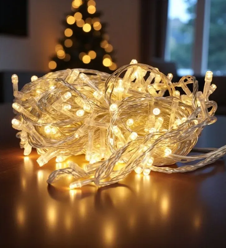 Serie LED 300 Focos Luz Cálida Cable Transparente Navicolors L562209