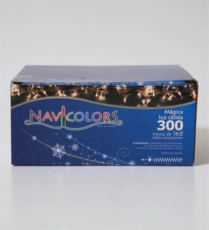 Serie LED 300 Focos Luz Cálida Cable Transparente Navicolors L562209