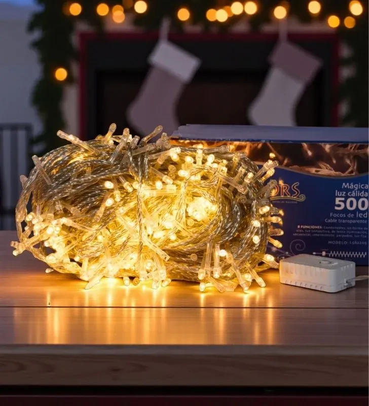 Serie LED 500 Focos Luz Cálida Cable Transparente Navicolors L562205