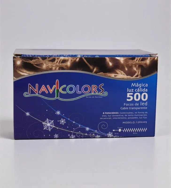 Serie LED 500 Focos Luz Cálida Cable Transparente Navicolors L562205