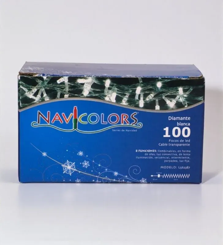 Serie LED 100 Focos Diamante Blanca Cable Transparente Navicolors L562387