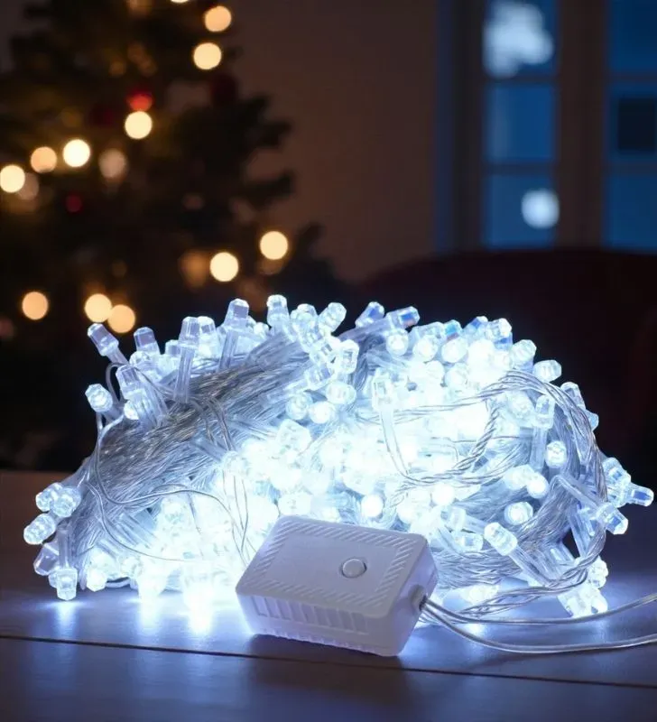 Navicolors L562392 – 300 LED Diamante Luz Blanca Cable Transparente