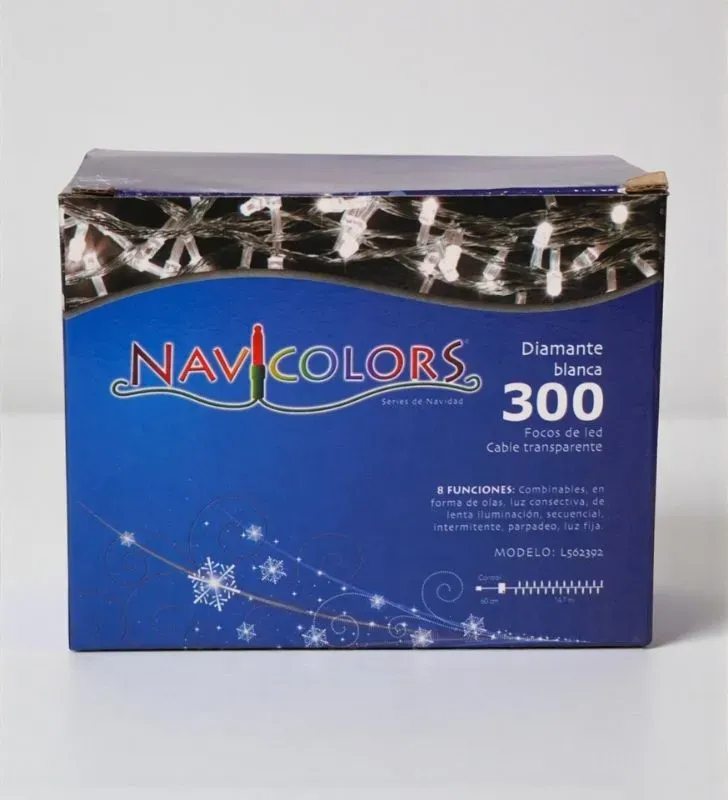 Navicolors L562392 – 300 LED Diamante Luz Blanca Cable Transparente