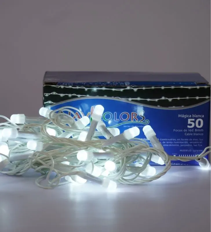 Serie Navideña Navicolors L573100 – 50 LED Luz Blanca Cable Blanco
