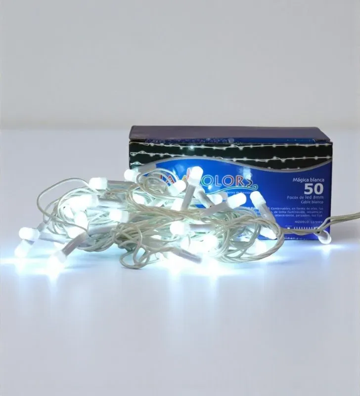 Serie Navideña Navicolors L573100 – 50 LED Luz Blanca Cable Blanco