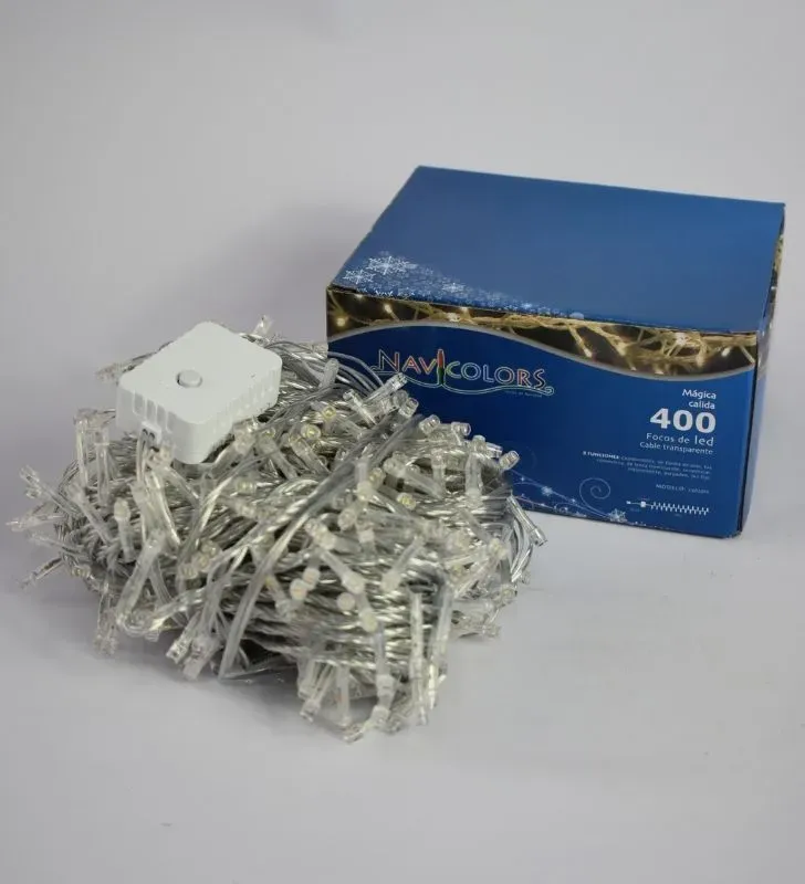 Serie Navideña Navicolors L562312 – 400 LED Luz Cálida Cable Transparente
