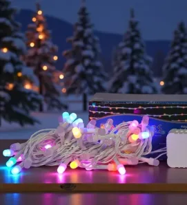 Serie Navideña Navicolors L564001 – 50 LED Multicolor Cable Blanco