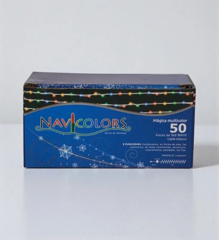 Serie Navideña Navicolors L564001 – 50 LED Multicolor Cable Blanco