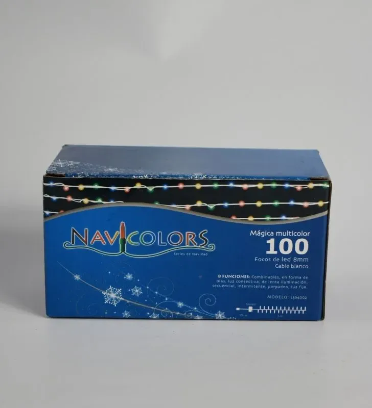 Series Navideñas Navicolors L564002 – 100 LED Multicolor Cable Blanco (Para Navidad)