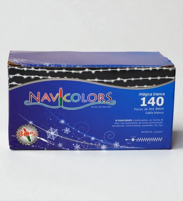 Serie Navideña Navicolors L573077 – 140 LED Luz Blanca Cable Blanco