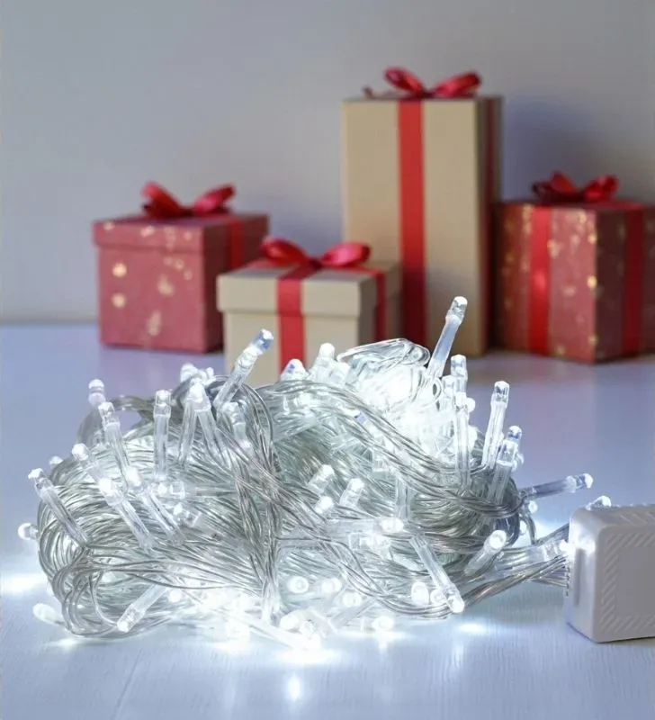 Serie Navideña Navicolors L564011 – 200 LED Luz Blanca Cable Transparente