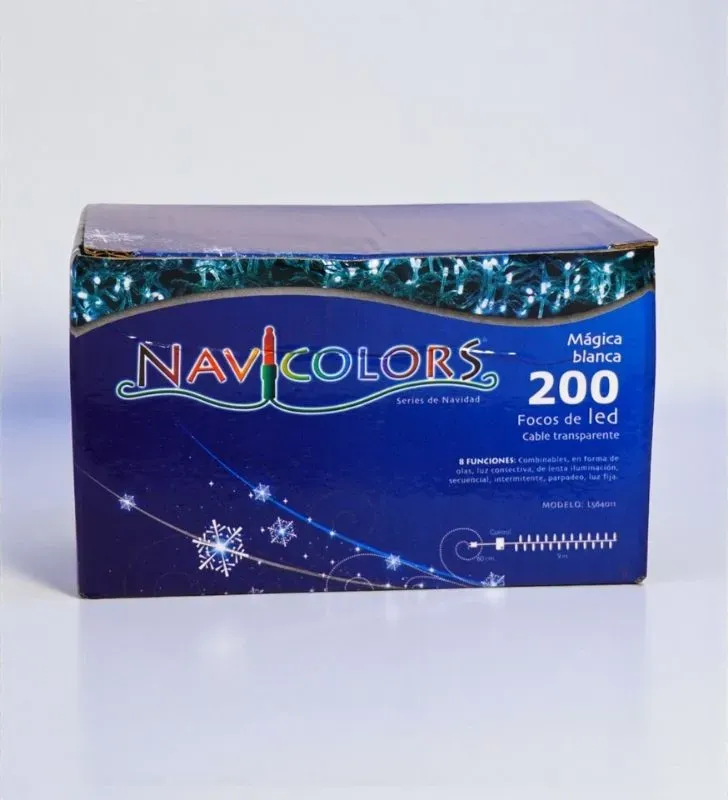 Serie Navideña Navicolors L564011 – 200 LED Luz Blanca Cable Transparente