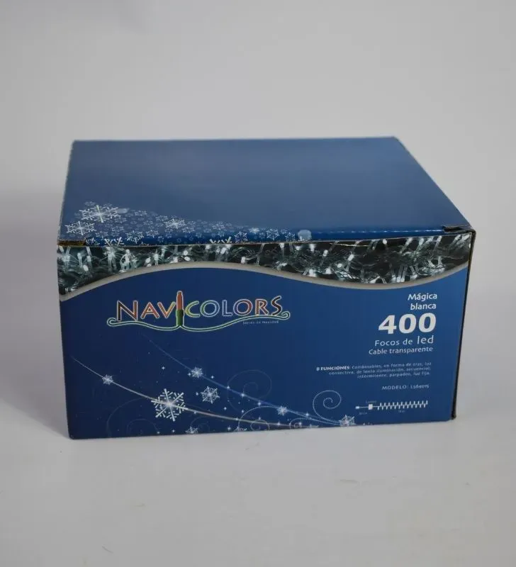 Serie Navideña Blanca Serie Navicolors L564015 – 400 Focos LED Luz Blanca Cable Transparente
