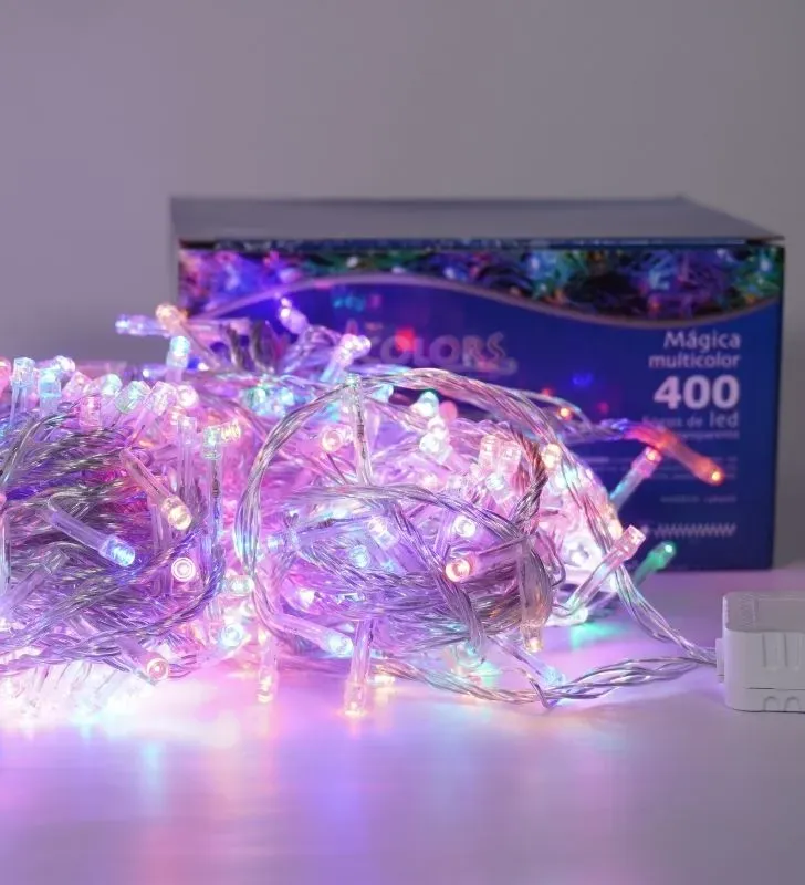 Serie Multicolor Navicolors L564016 – Serie de Luces LED 400 focos Multicolor Cable Transparente 18 m