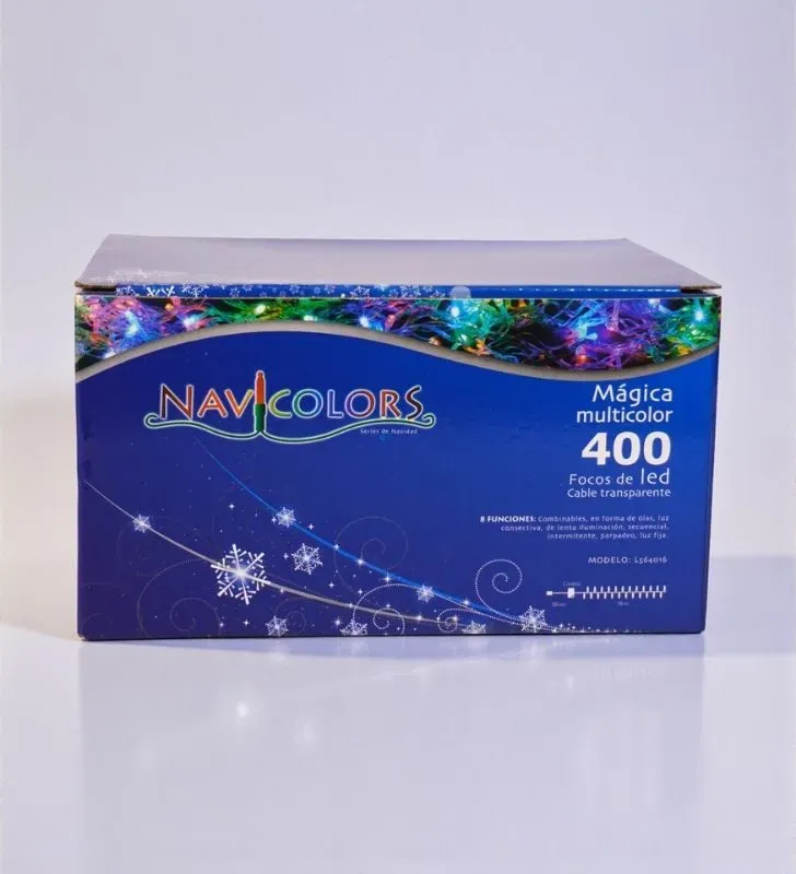 Serie Multicolor Navicolors L564016 – Serie de Luces LED 400 focos Multicolor Cable Transparente 18 m