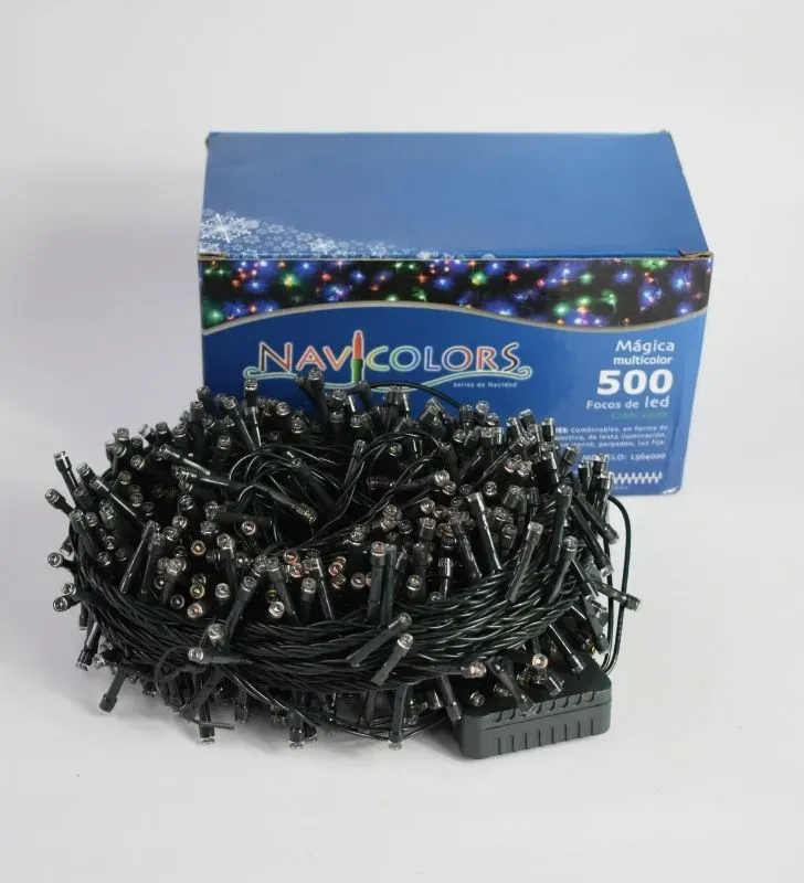 Serie Navideña Navicolors L564020 – Serie de Luces LED 500 Focos Multicolor Cable Verde