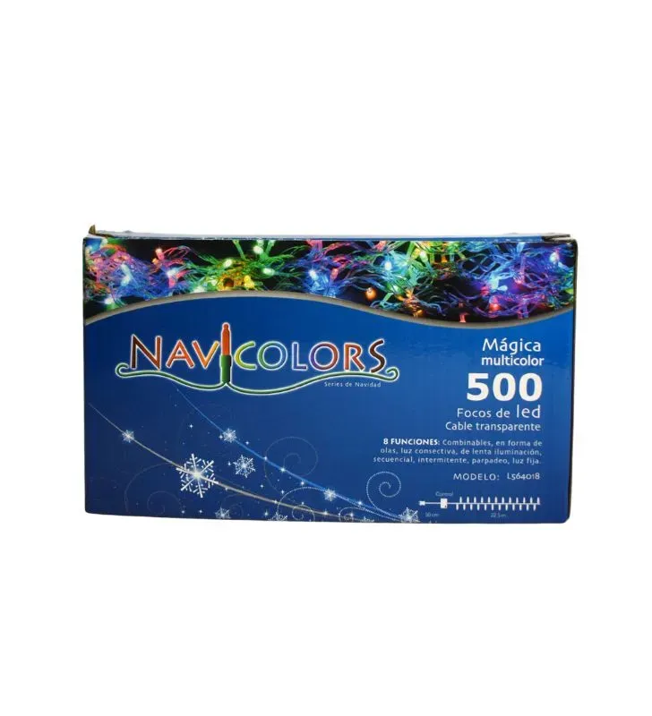 Serie Navideña Navicolors 500 L LED Magica Multicolor Cable Transparente