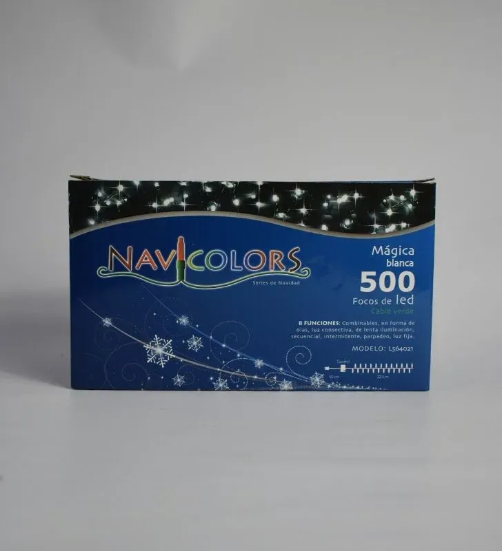 Serie Navideña Blanca Navicolors L564021 – Serie 500 Focos LED Luz Blanca Cable Verde