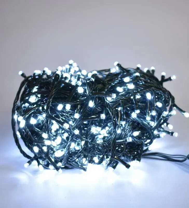 Serie Navideña Blanca Navicolors L564021 – Serie 500 Focos LED Luz Blanca Cable Verde