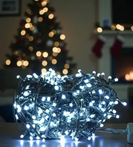 Serie Navideña Blanca Navicolors L564021 – Serie 500 Focos LED Luz Blanca Cable Verde