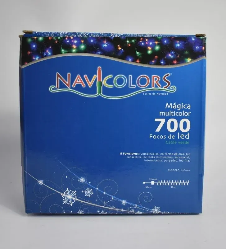 Serie Navideña Multicolor Navicolors L564025 – Serie LED 700 Focos Multicolor Cable Verde