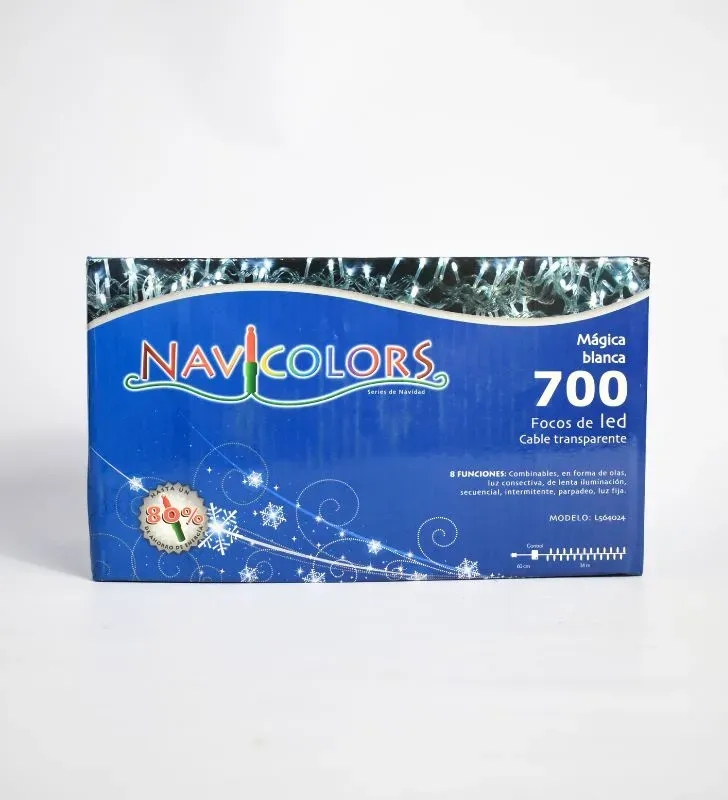 Serie Navideña Navicolors L564024 – Serie 700 Focos LED Luz Blanca 8 Funciones