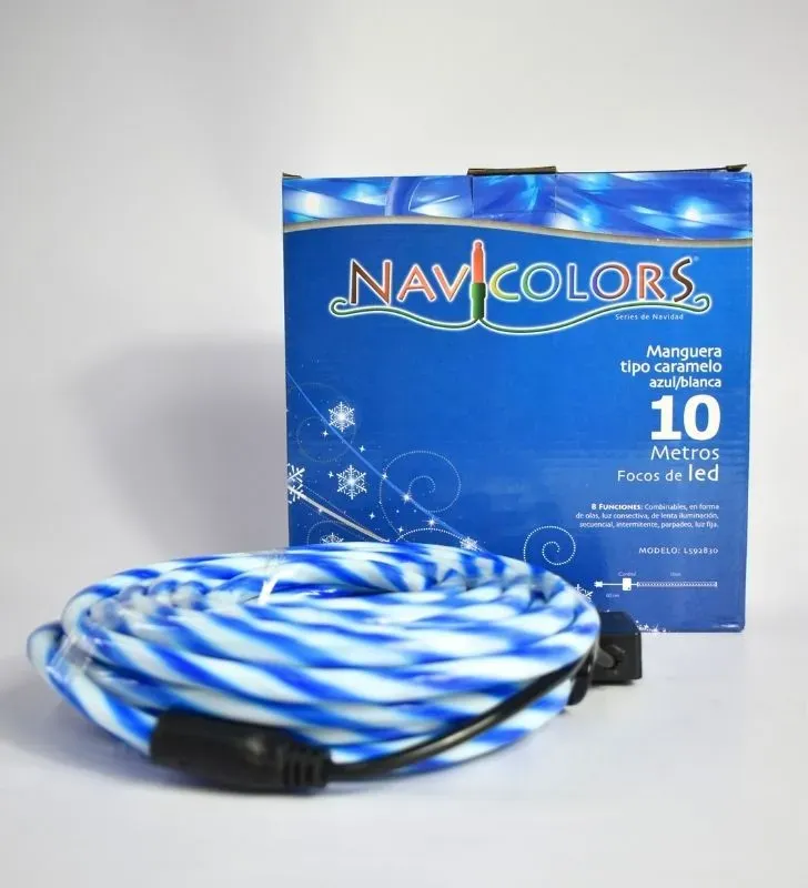 Serie de Luces Manguera Caramelo Blanco-Azul 10 m Navicolors