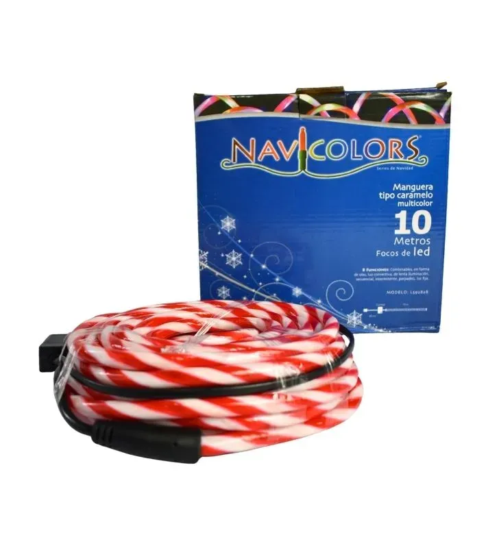 Manguera LED Tipo Caramelo Roja/Blanca 10 m Navicolors