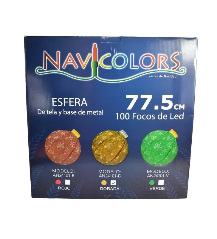 Esfera Gigante Navideña Tela con Luces LED 77 cm – Navicolors