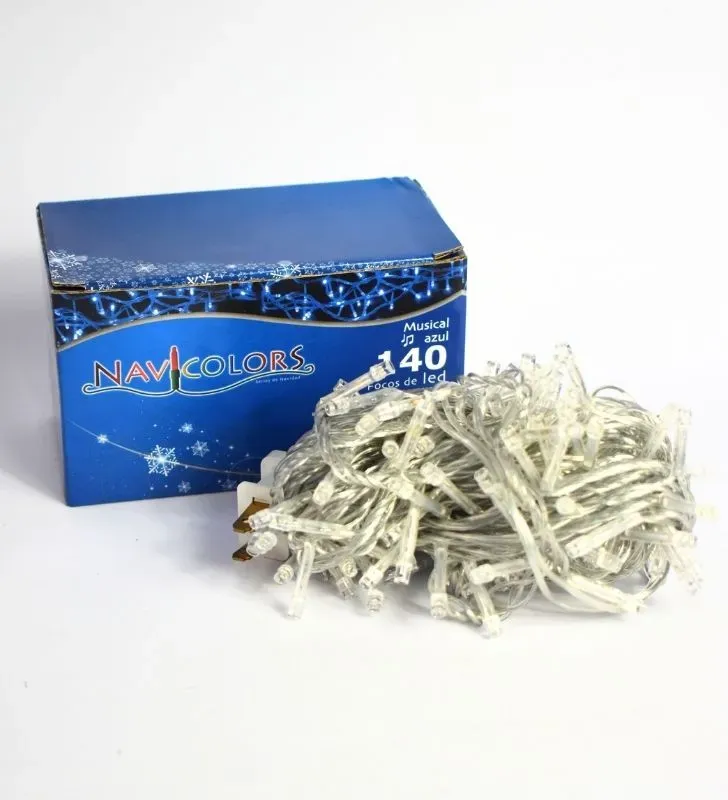 Serie Navideña Musical 140 LED Azul-Cian 6.8 m – Navicolors