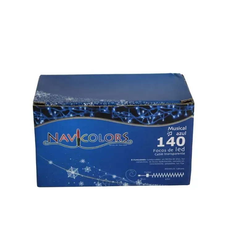 Serie Navideña Musical 140 LED Azul-Cian 6.8 m – Navicolors