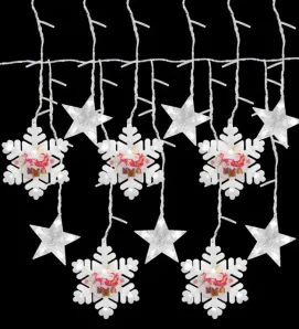 Cortina Navideña Navicolors Cortina LED 100 Focos Luz Blanca Copo de Nieve 3 m