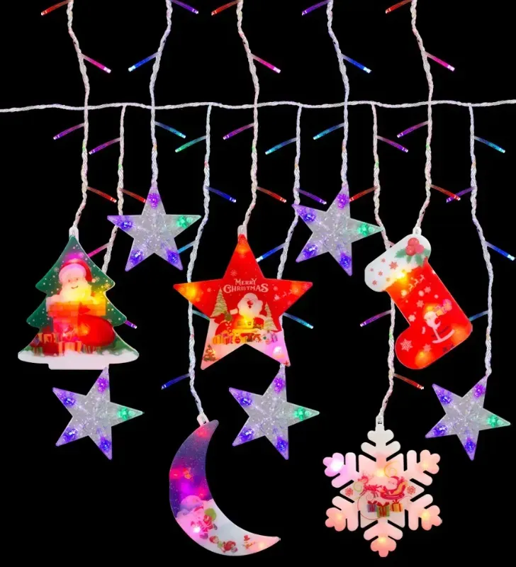 Serie Cortina Navideña Navicolors L573156 – Cortina LED 100 Focos Multicolor Cable Transparente