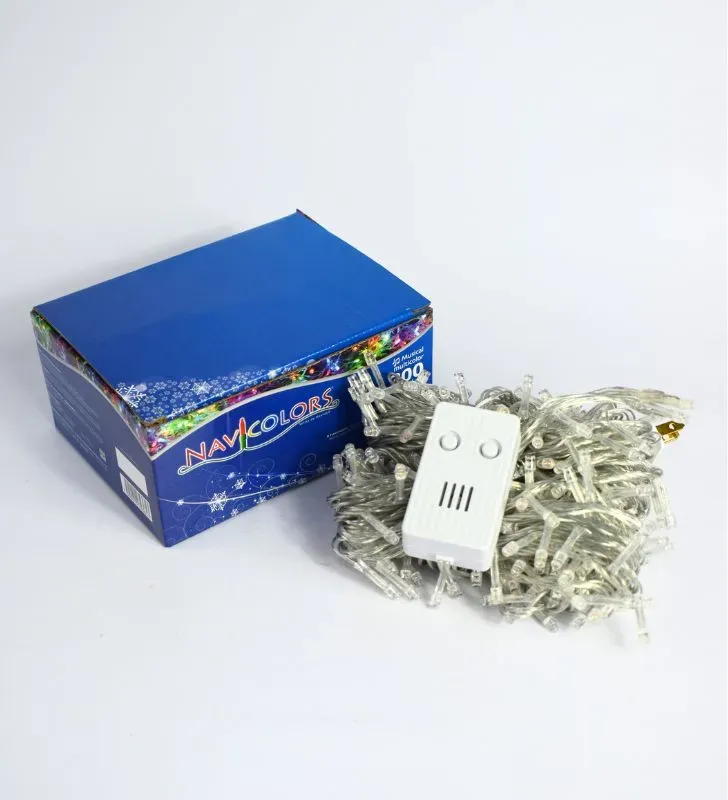 Serie Musical Navicolors L582416 – Serie LED Musical 300 Focos Multicolor Cable Transparente para Navidad