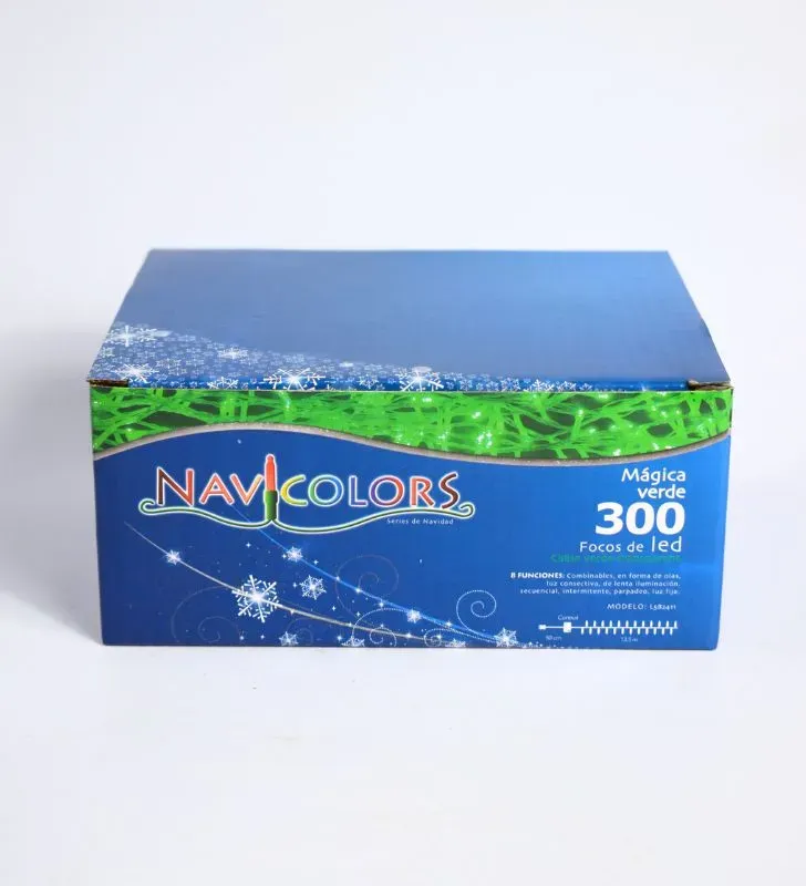 Serie Navicolors L582411 – Serie LED 300 Focos Verde Cable Verde para Navidad