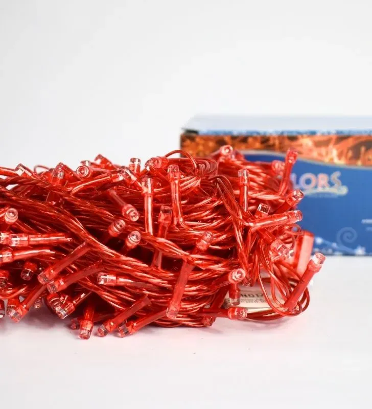 Serie Navideña Navicolors L582412 – Serie LED 300 Focos Luz Roja Cable Rojo para Navidad