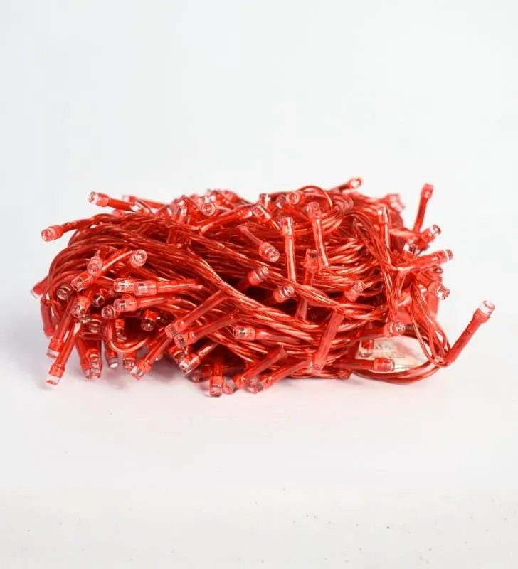 Serie Navideña Navicolors L582412 – Serie LED 300 Focos Luz Roja Cable Rojo para Navidad