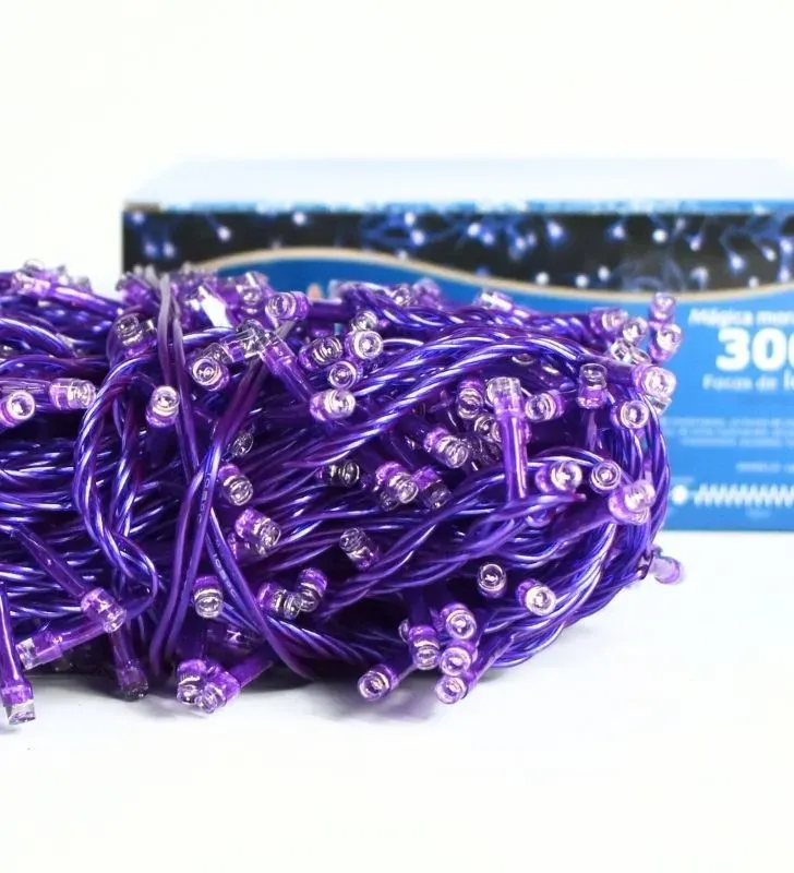 Serie Morada Navicolors L582414 – Serie LED 300 Focos Luz Morada Cable Morado para Navidad