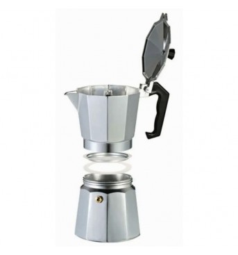 Cafetera de aluminio octogonal, cafetera italiana de acero inoxidable,  elegante y duradera, para máquina de oficina en casa