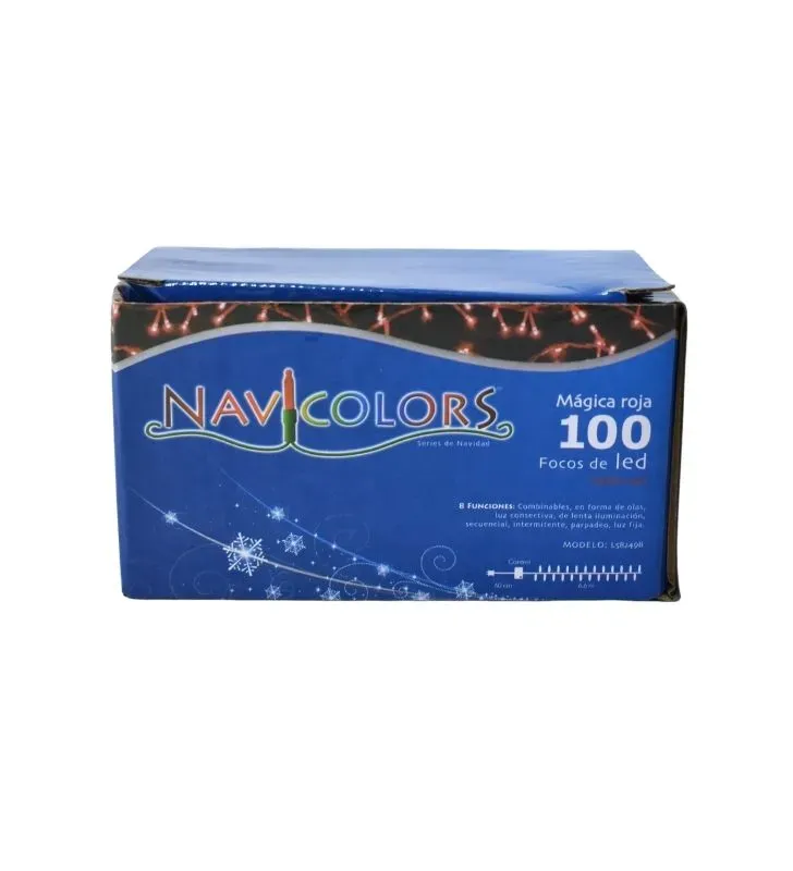 Serie roja Navicolors Serie 100 Focos LED Roja Cable Rojo para Navidad