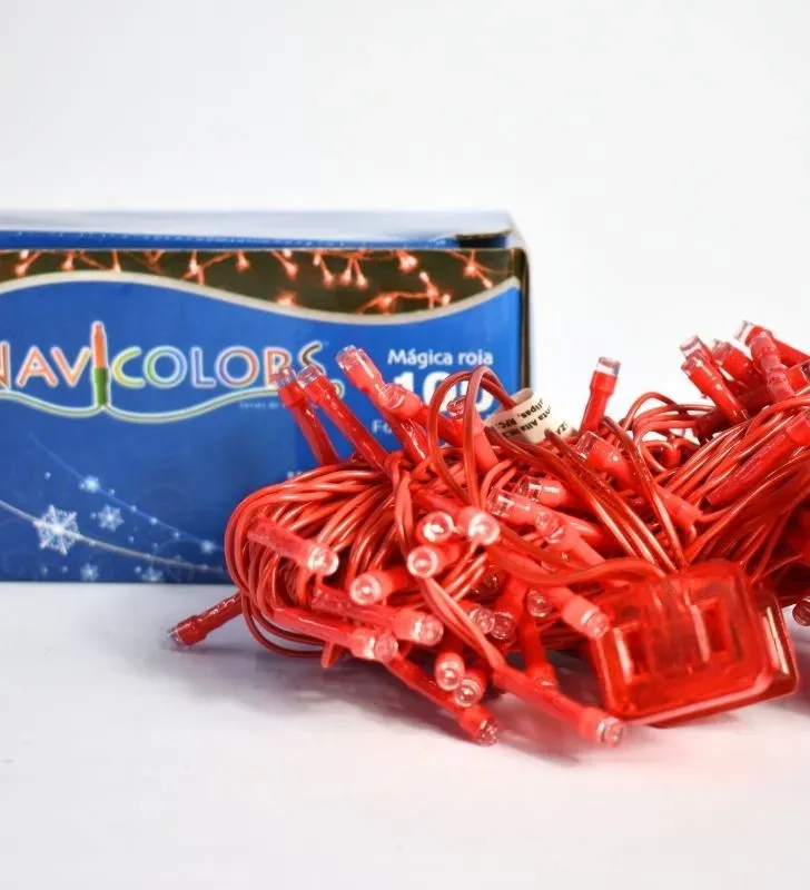Serie roja Navicolors Serie 100 Focos LED Roja Cable Rojo para Navidad