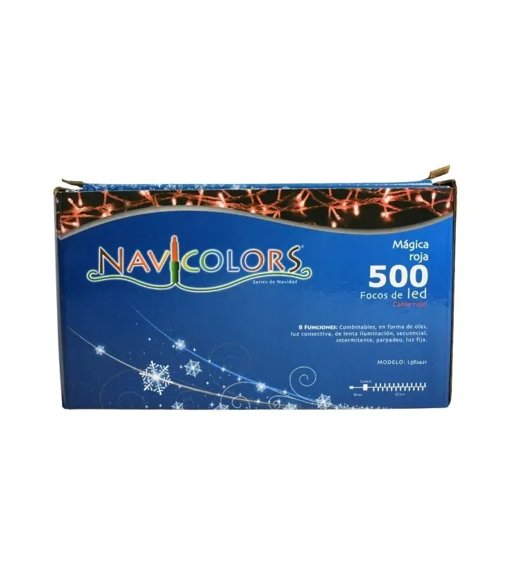 Serie Navideña Navicolors L582421 – Serie LED 500 Focos Luz Roja Cable Rojo para Navidad
