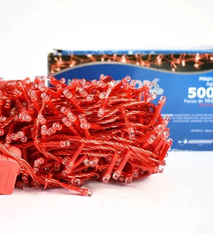 Serie Navideña Navicolors L582421 – Serie LED 500 Focos Luz Roja Cable Rojo para Navidad