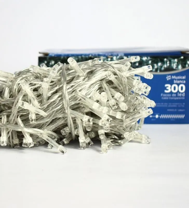 Serie musical Navicolors L582417 – Serie LED 300 Focos Luz Blanca Cable Transparente para Navidad