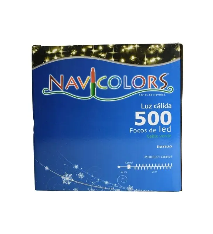 Serie Navideña Navicolors Serie 500 Luces LED Luz Cálida Cable Transparente